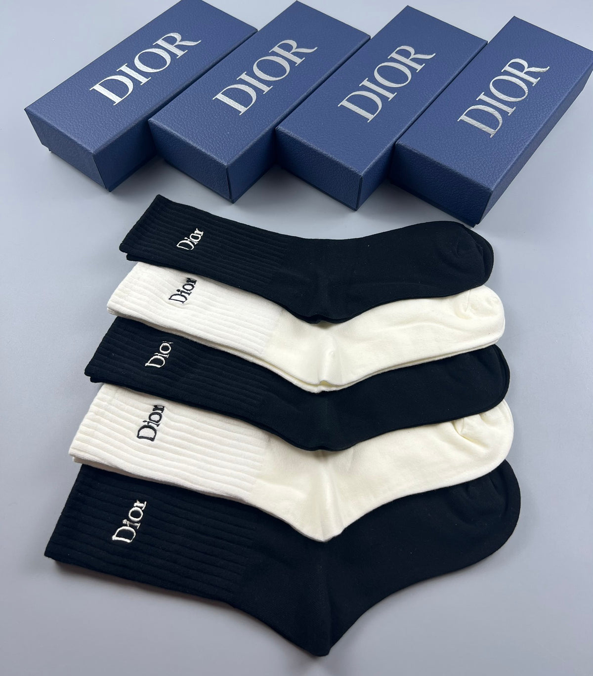 Dior Clean Wordmark Crew Socks - 5-Pair Set