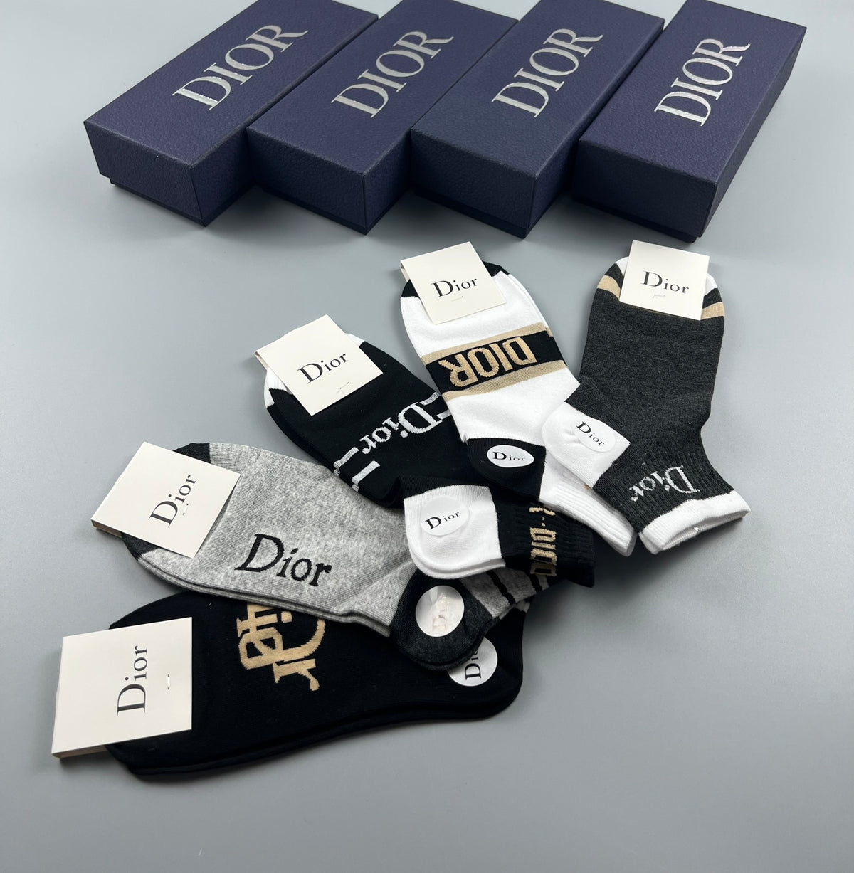 Dior Mixed Wordmark And Stripe Ankle Socks - 5-Pair Set