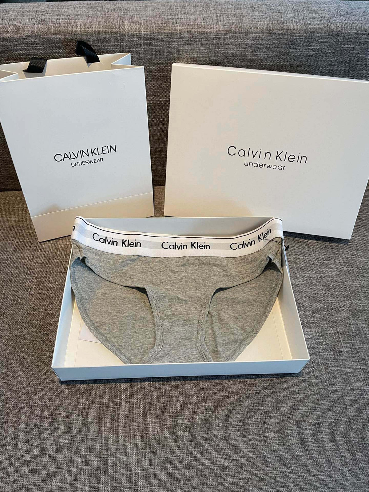 Calvin Klein Heather Grey Triangle Bra and Brief Set Women's Bra & Brief Set - 2-Piece Set