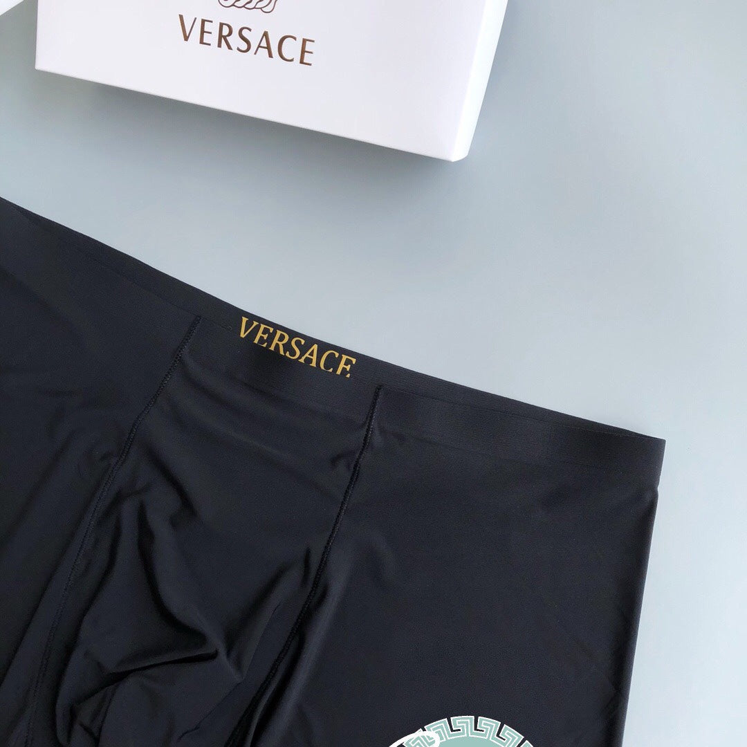Versace Solid Panels And Visible Emblem Details Men's Boxer Briefs - 3-Piece Box