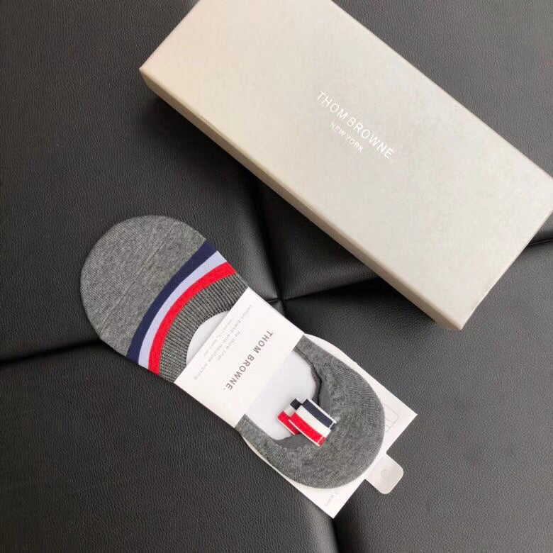 Thom Browne Cotton Visible Logo, Stripe Or Motif Details Crew Socks - 5-Pair Set