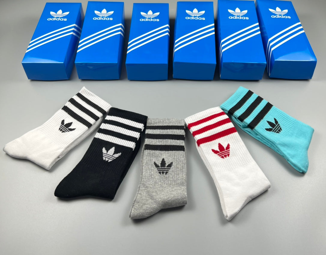Adidas Mixed Stripe Crew Socks - 5-Pair Box