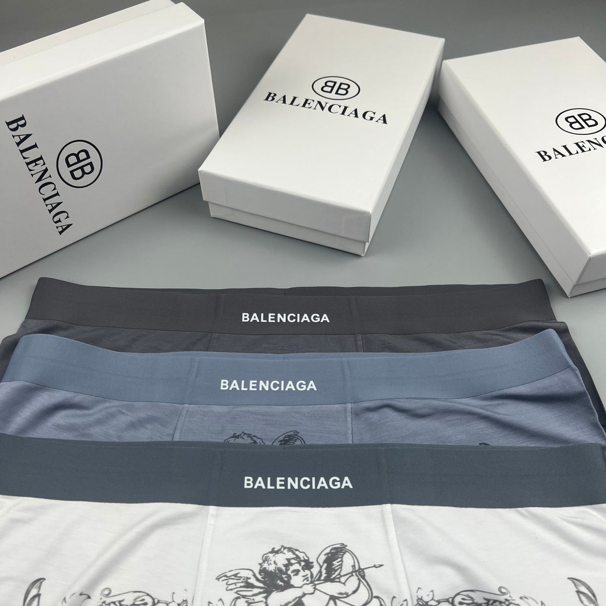 Balenciaga Illustrated Front Graphics Men's Boxer Briefs - 3-Piece Box