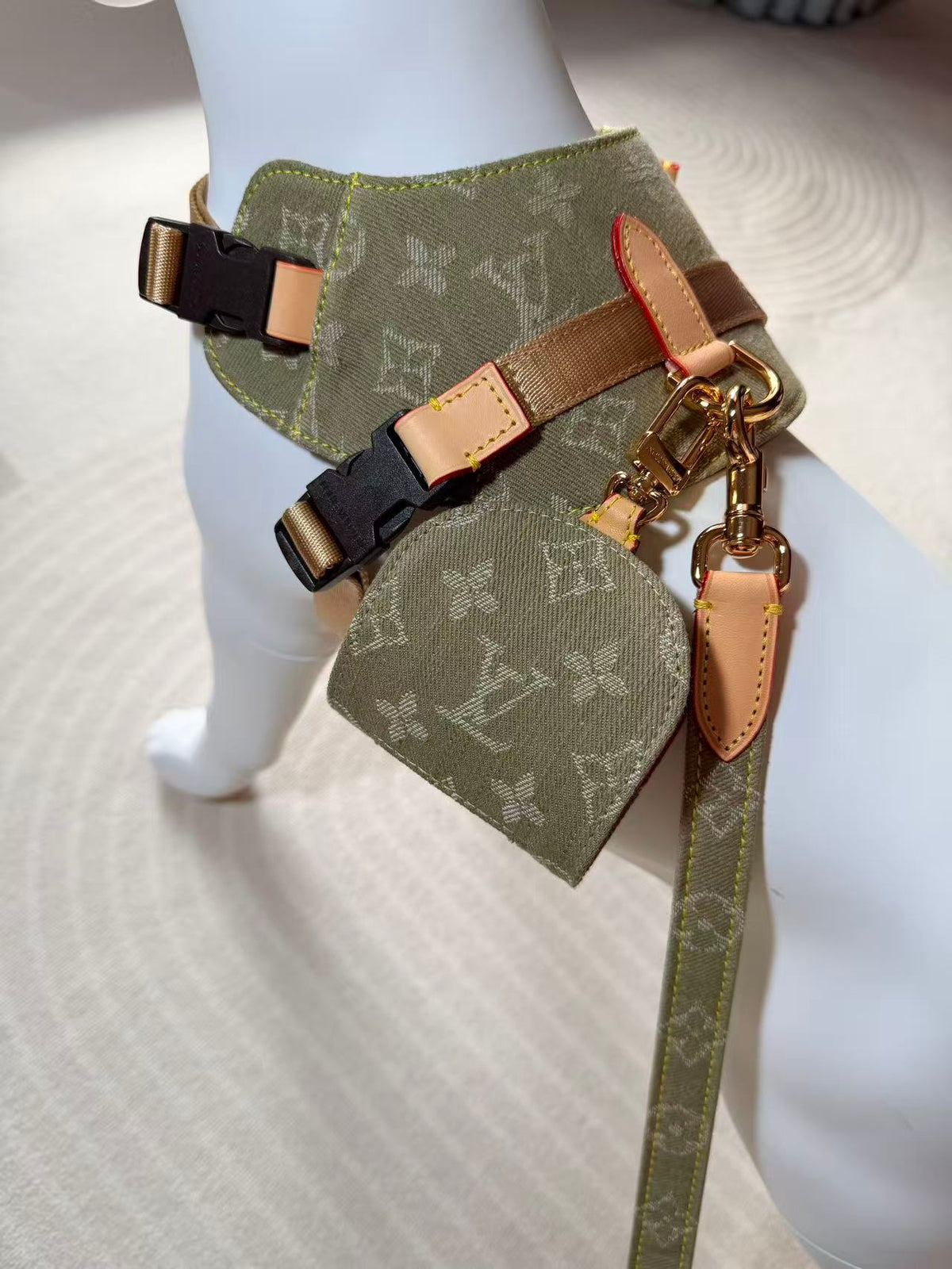 Adjustable Denim-Look Pet Harness Collection – Design 02 styled pet accessory view