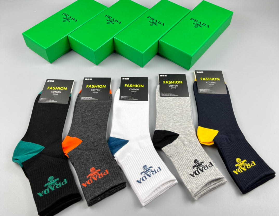 Prada Colourful Heel And Toe Accents Crew Socks