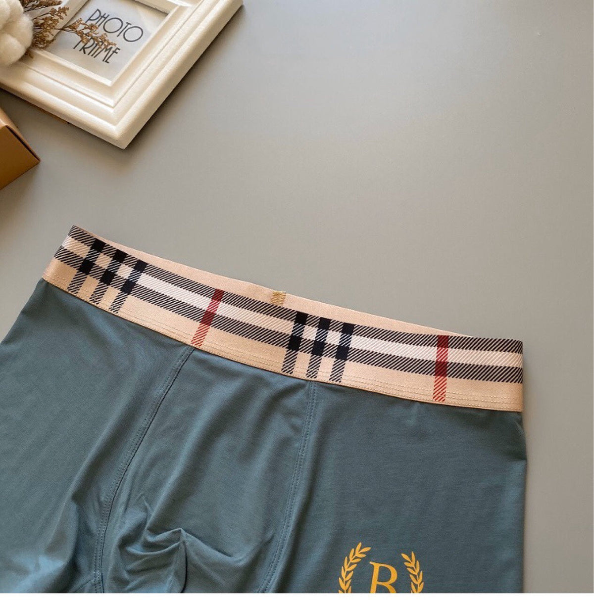 Burberry Check-Inspired Waistbands And Gold-Tone Crest Details Men's Boxer Briefs - 3-Piece Box
