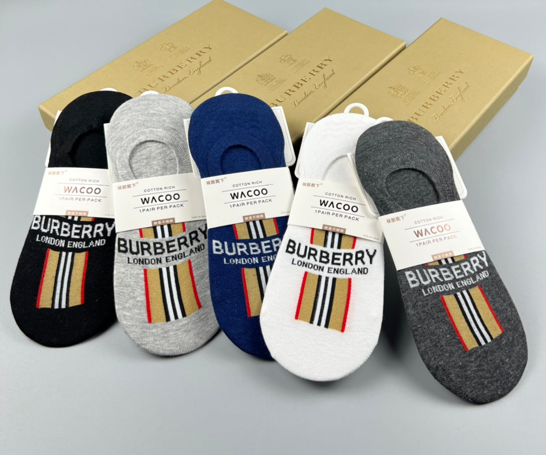 Burberry Cotton No-Show Socks - 5-Pair Set
