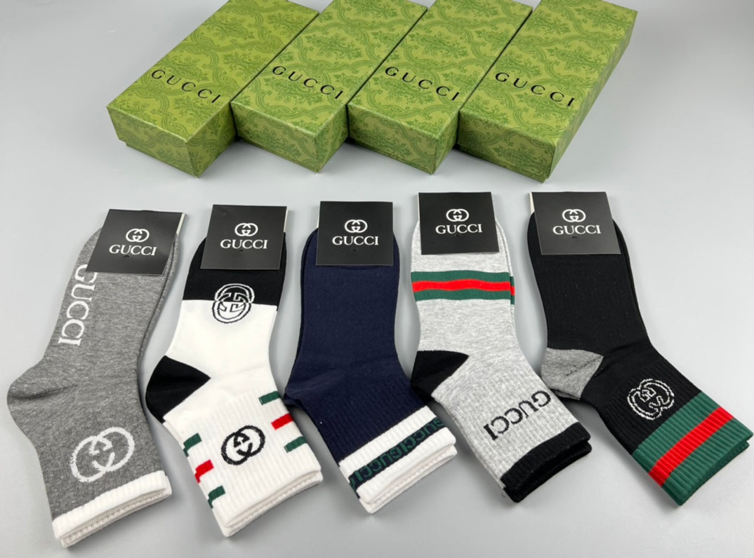Gucci Red-And-Green Stripe Crew Socks - 5-Pair Set