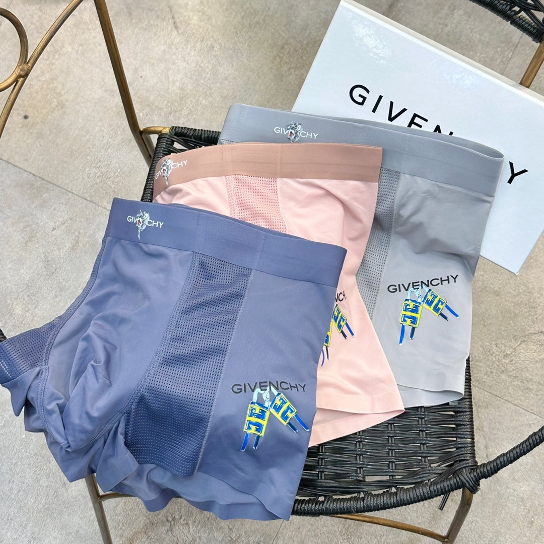 Givenchy Contrast Waistbands And Understated Front Branding Men's Boxer Briefs - 3-Piece Box