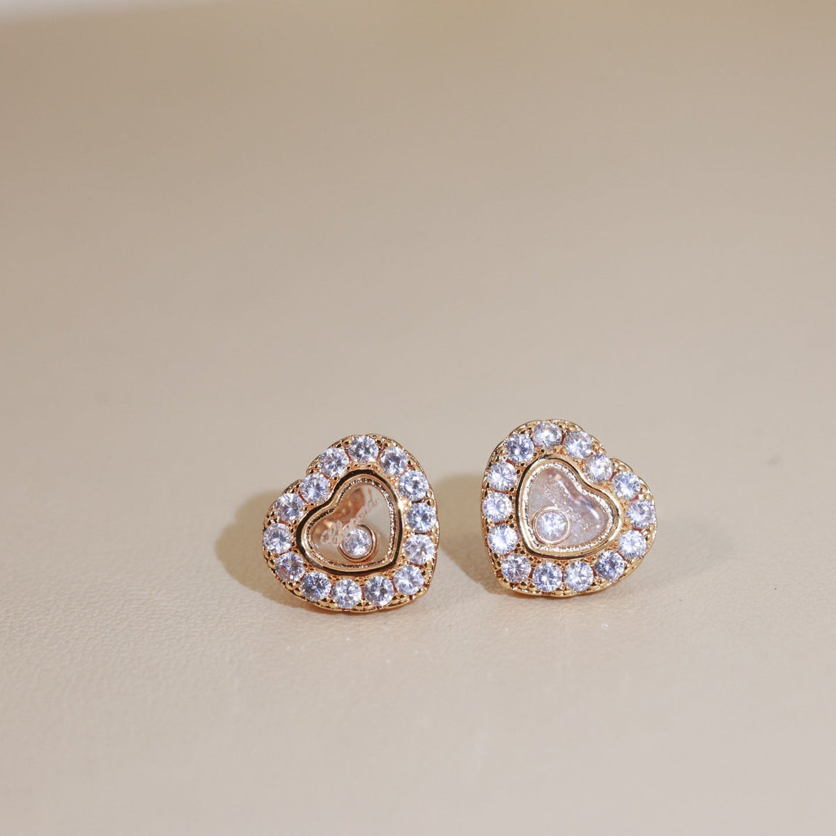 Heart Crystal-Accent Stud Earrings – Heart Detail main product view