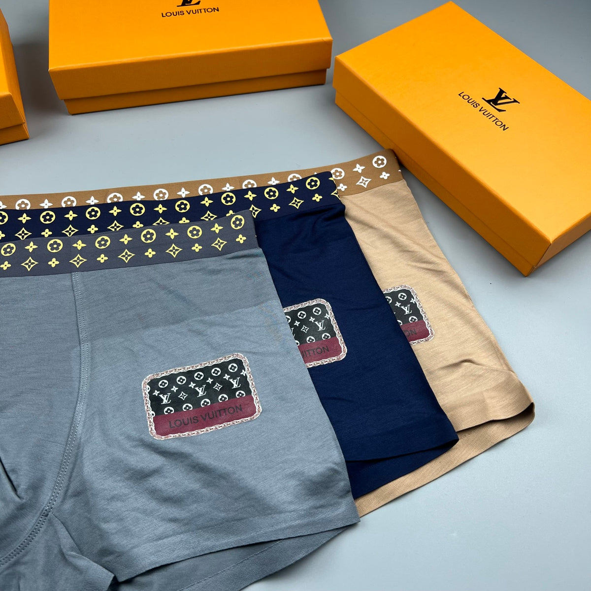 Louis Vuitton Modal-Blend Patch Motif Men's Underwear - 3-Piece Box