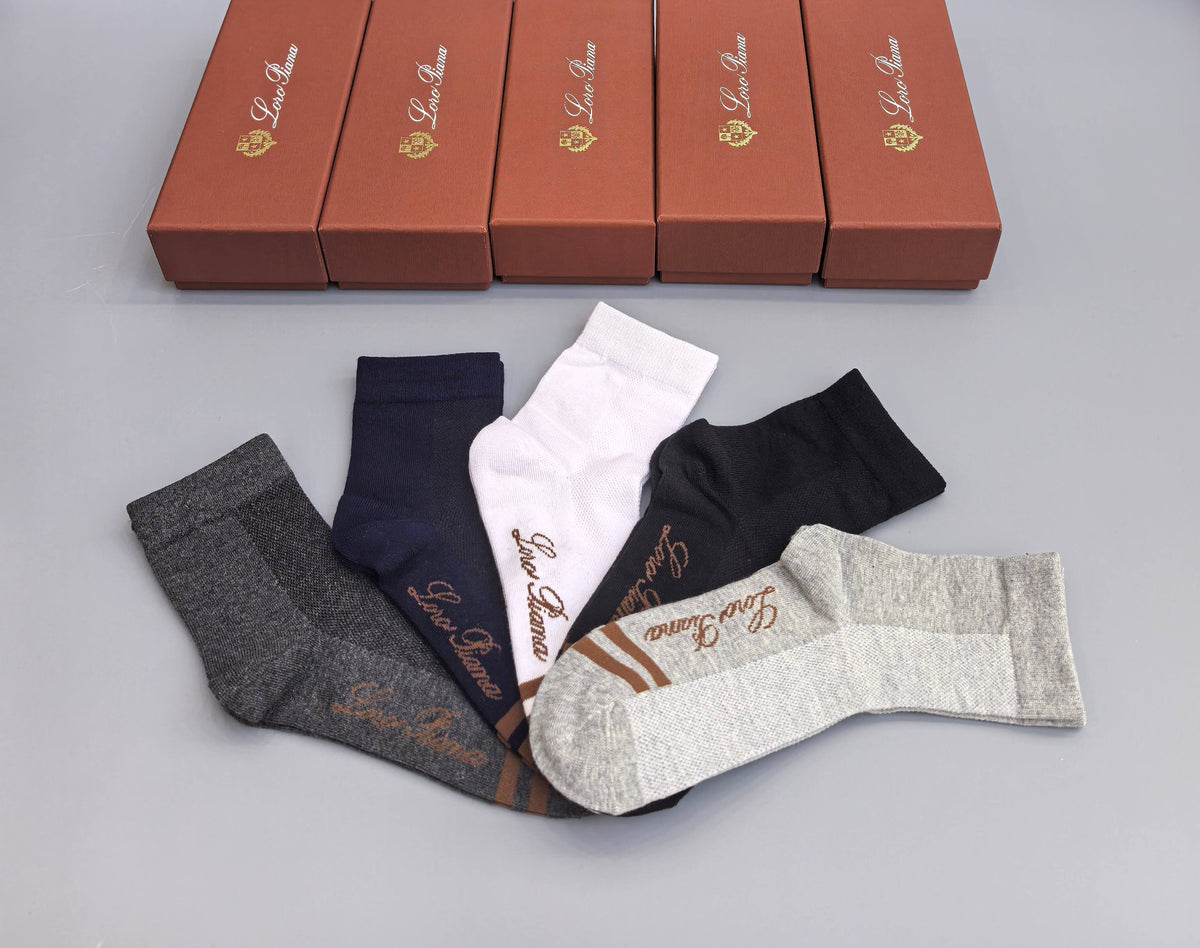 Loro Piana Restrained Script Crew Socks - 5-Pair Set