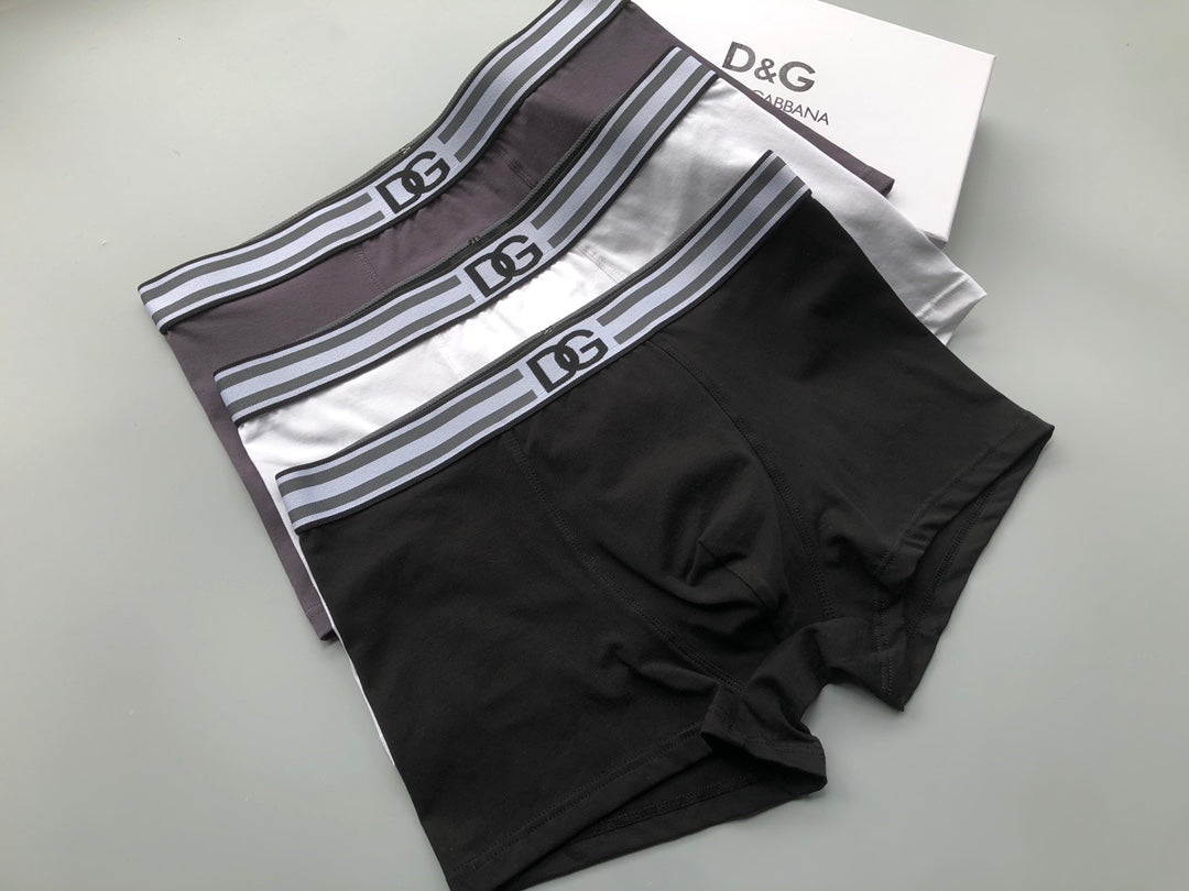 Dolce & Gabbana Cotton Striped Logo Waistbands Men's Boxer Briefs