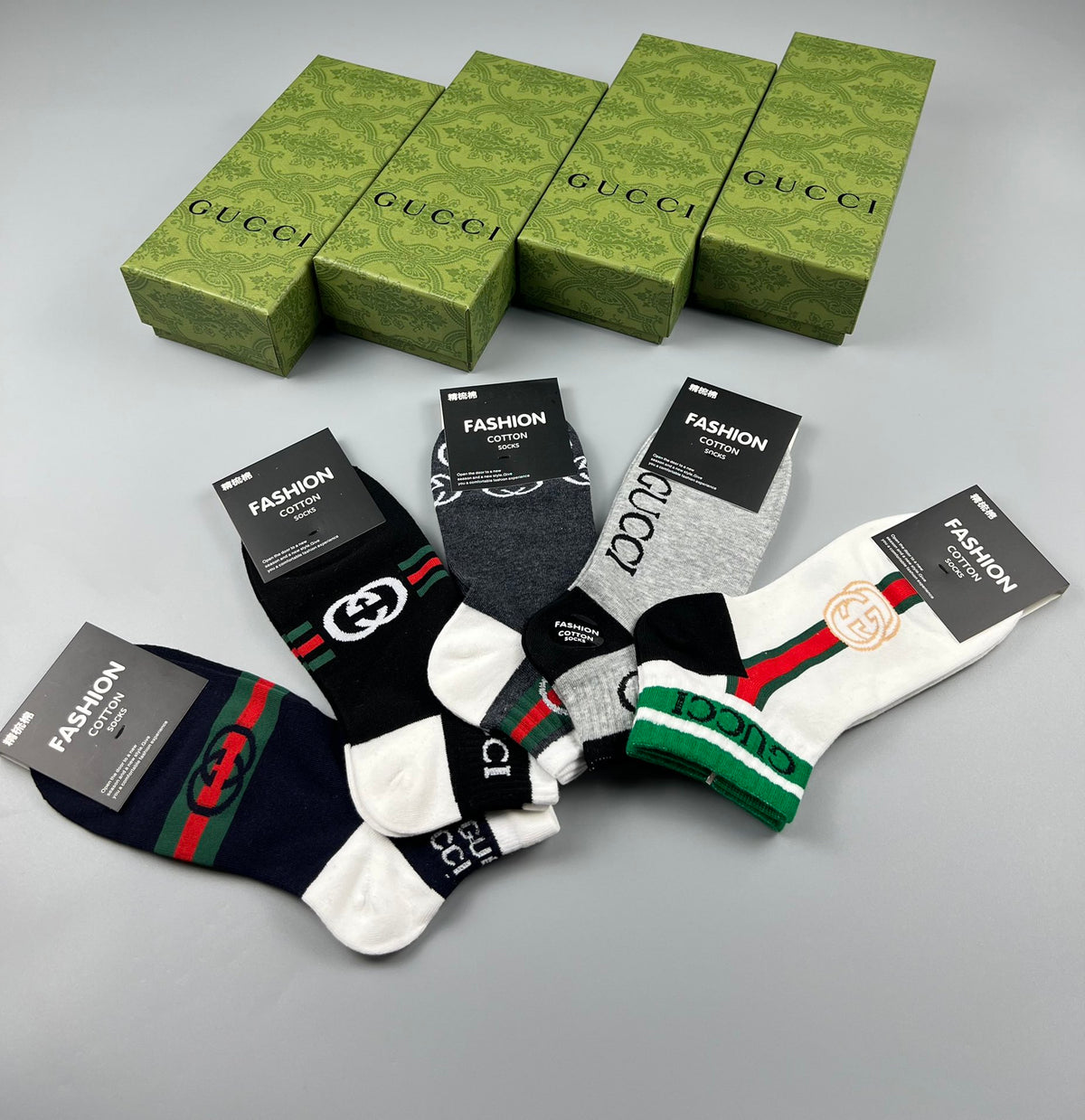 Gucci Cotton Breathable Socks – 5-Pair Pack