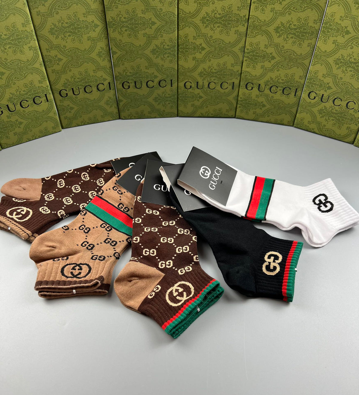Gucci Mixed Monogram Ankle Socks - Box of 5 Pairs
