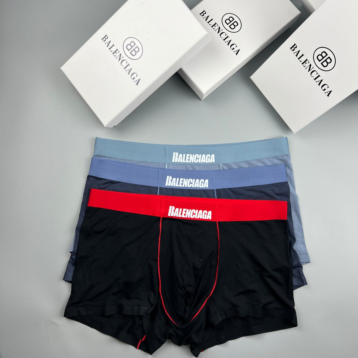 Balenciaga Modal Contrast Wordmark Waistbands Men's Boxer Briefs - 3-Piece Box