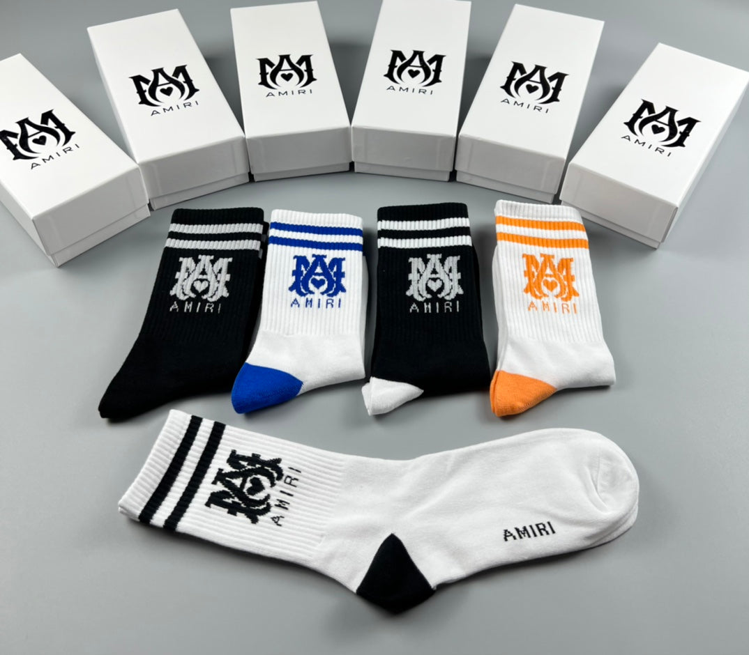Amiri Colourful Crest-Style Graphics Crew Socks - 5-Pair Set