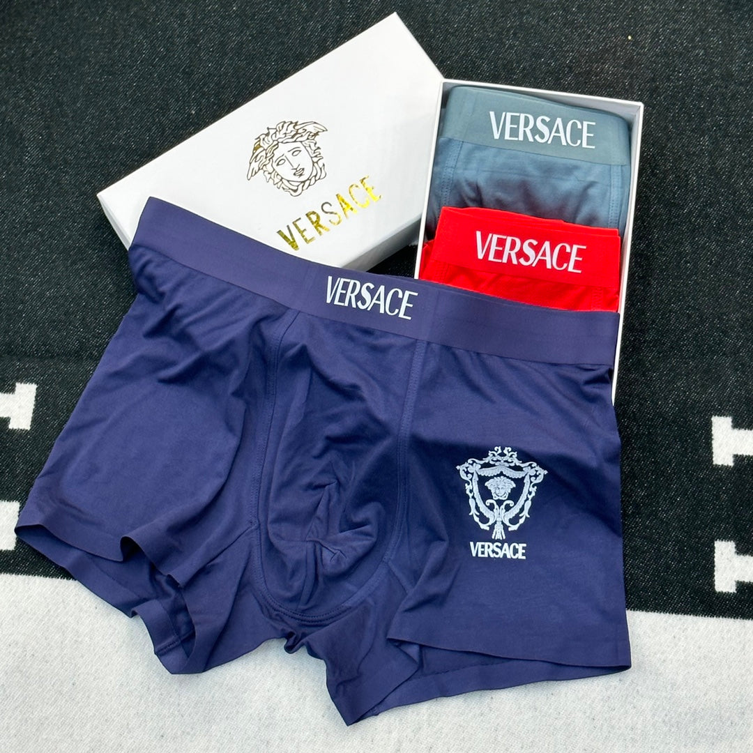 Versace Contrast Crest Men's Boxer Briefs - 3-Piece Box