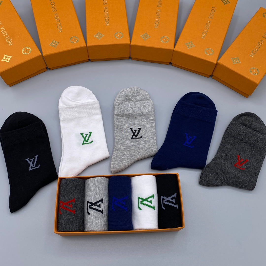 Louis Vuitton Small Initial Details Crew Socks - 5-Pair Set