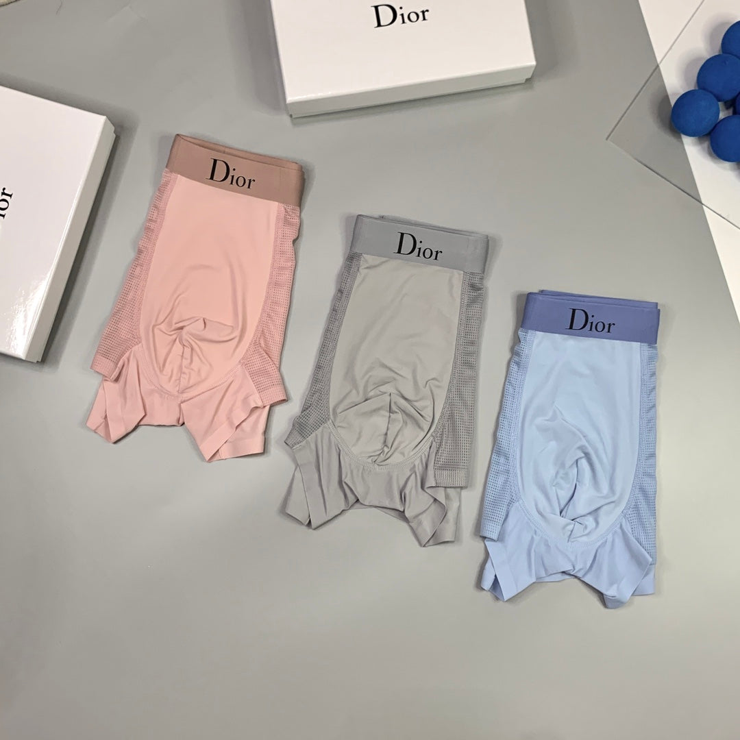 Dior Clean Logo Waistbands And Mesh Panels Men's Boxer Briefs - 3-Piece Box