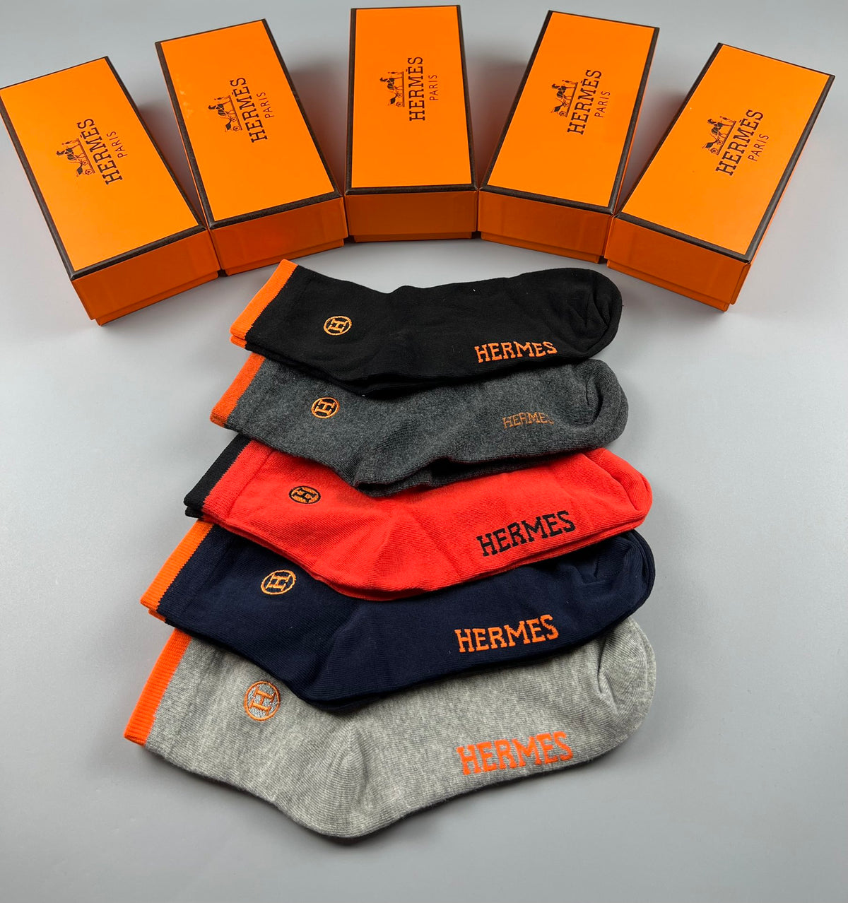 Hermes Colour Mix Crew Socks - 5-Pair Box