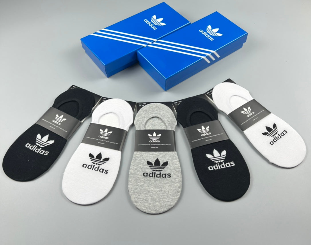 Adidas Cotton Visible Logo, Stripe Or Motif Details No-Show Socks