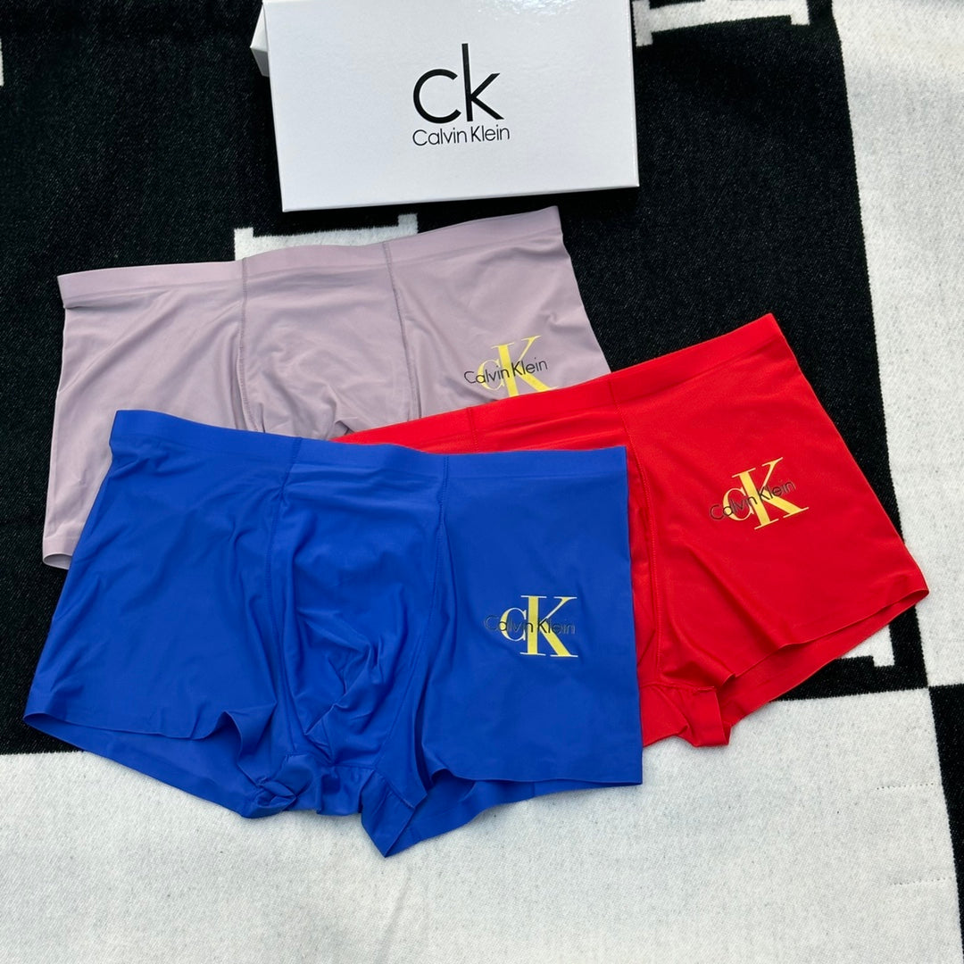 Calvin Klein Goat-milk silk Gold-Tone Monogram Men's Boxer Briefs - 3-Piece Box