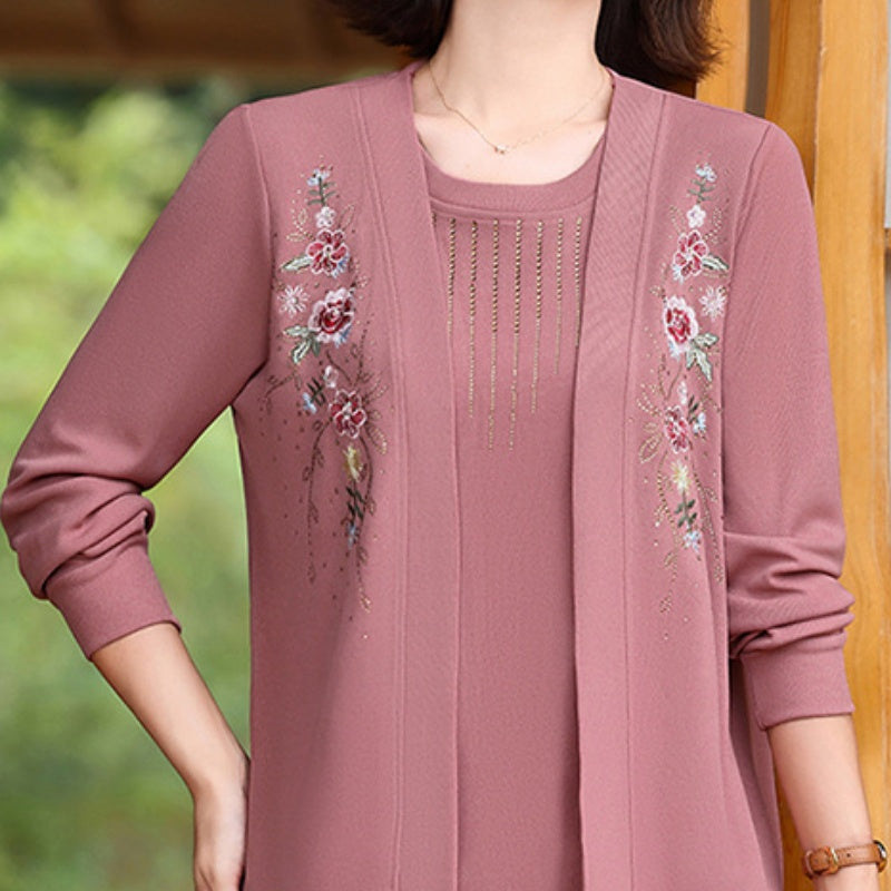Women's Chic Embroidered Long-Sleeve Knit Top Clothing & Accessories