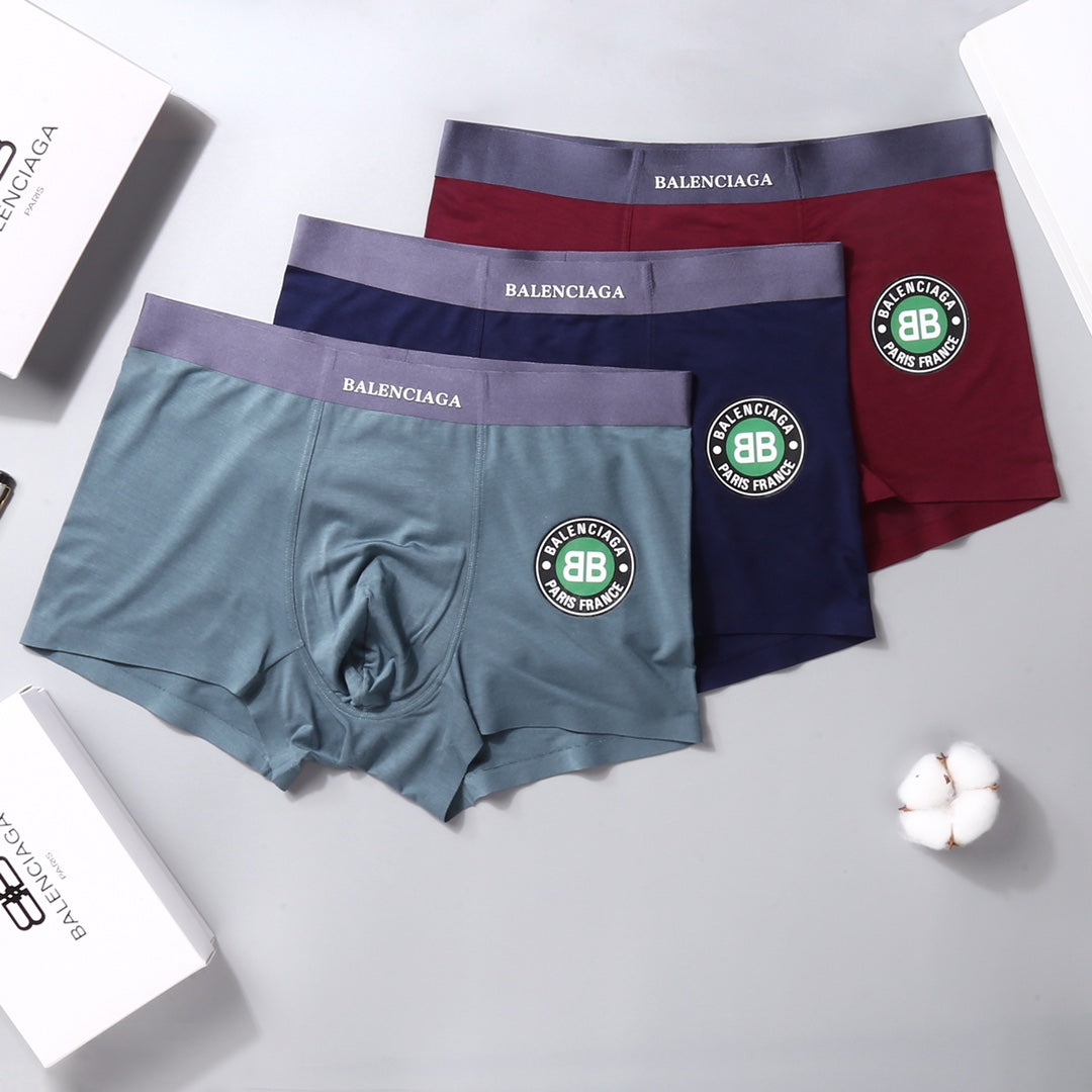 Balenciaga Circular Front Emblems Men's Boxer Briefs - 3-Piece Box