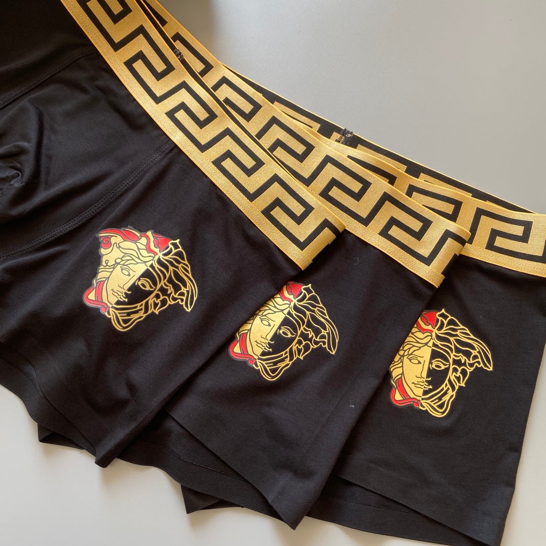 Versace 91% Modal & 9% Spandex Medusa Series Seamless-Cut Men's Boxer Briefs - 3-Piece Box