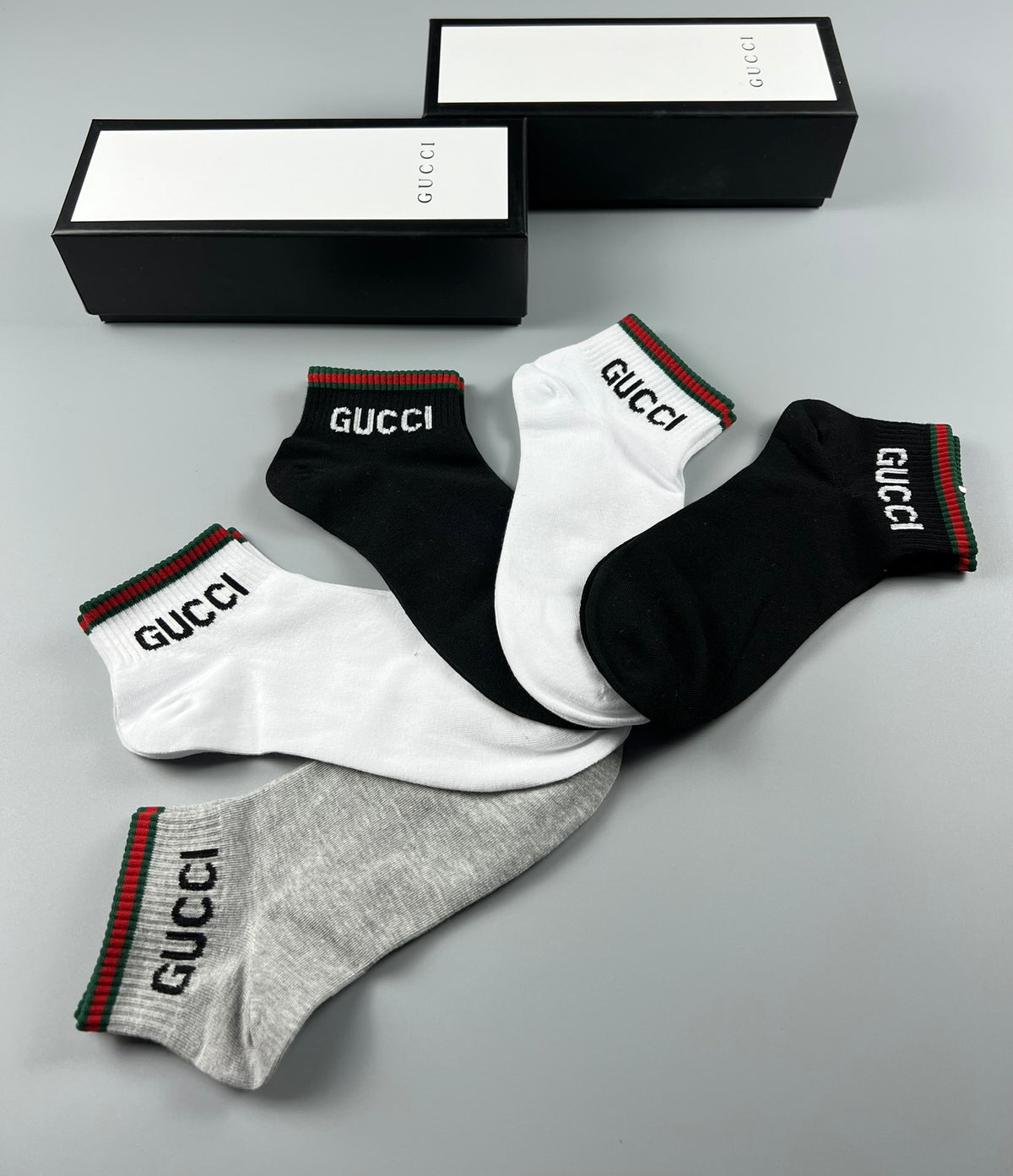 Gucci Red-And-Green Stripe No-Show Socks - 5-Pair Set