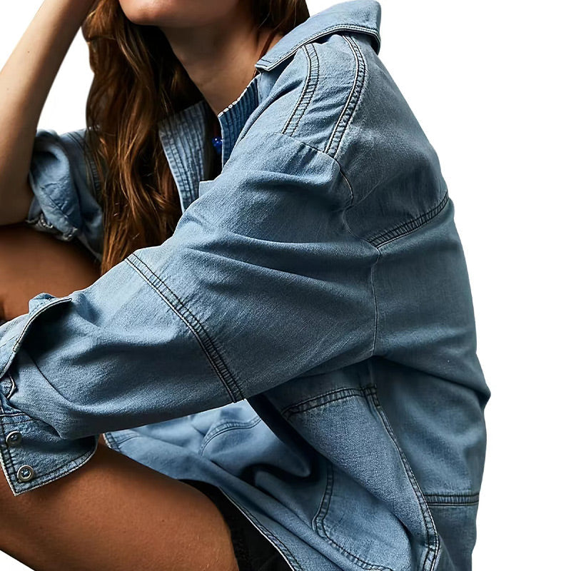 🔥Autumn Sale 50% OFF🔥Nomenoy® Women's Oversized Denim Pullover Clothing &