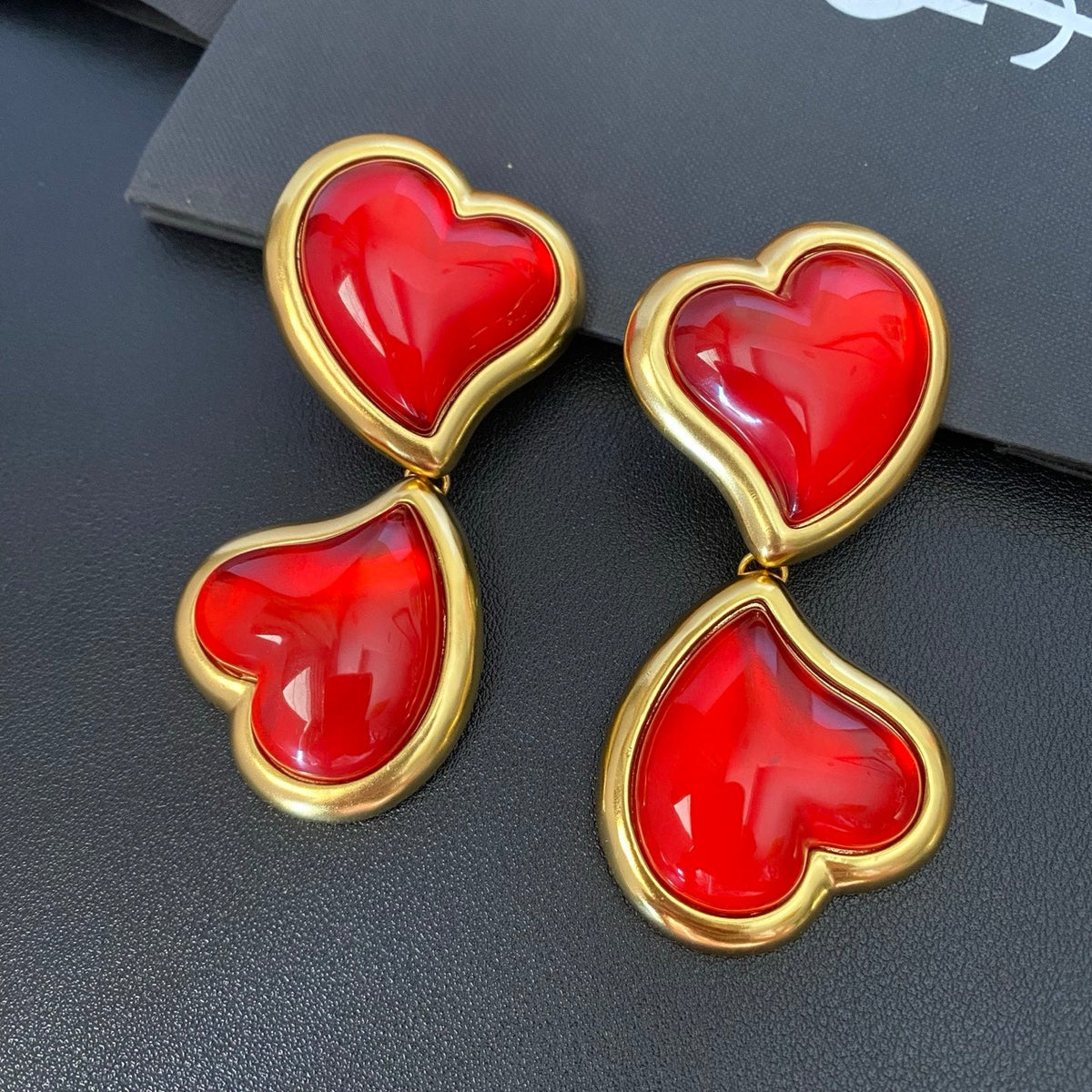 Heart Statement Earrings in Red Accent main product view