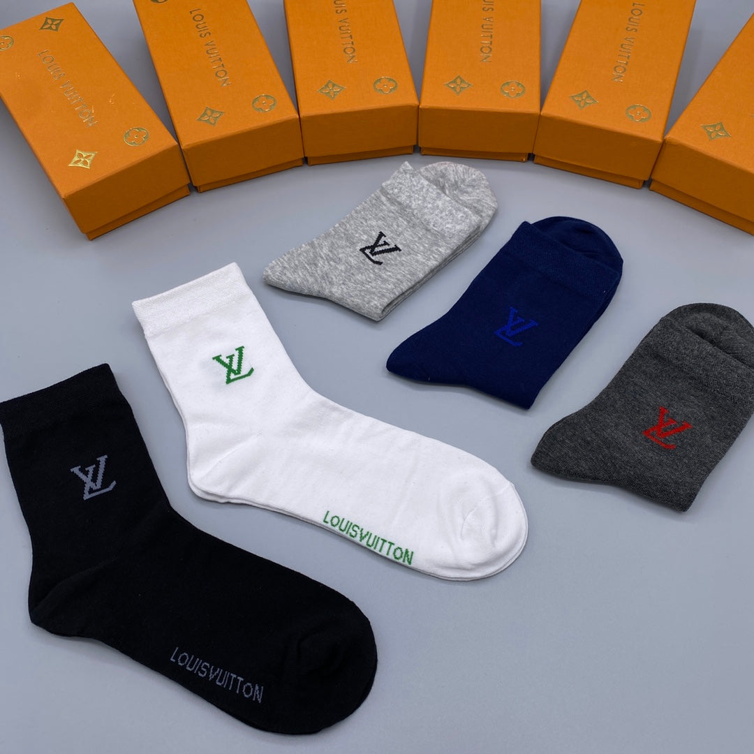 Louis Vuitton Logo Crew Socks - 5-Pair Box