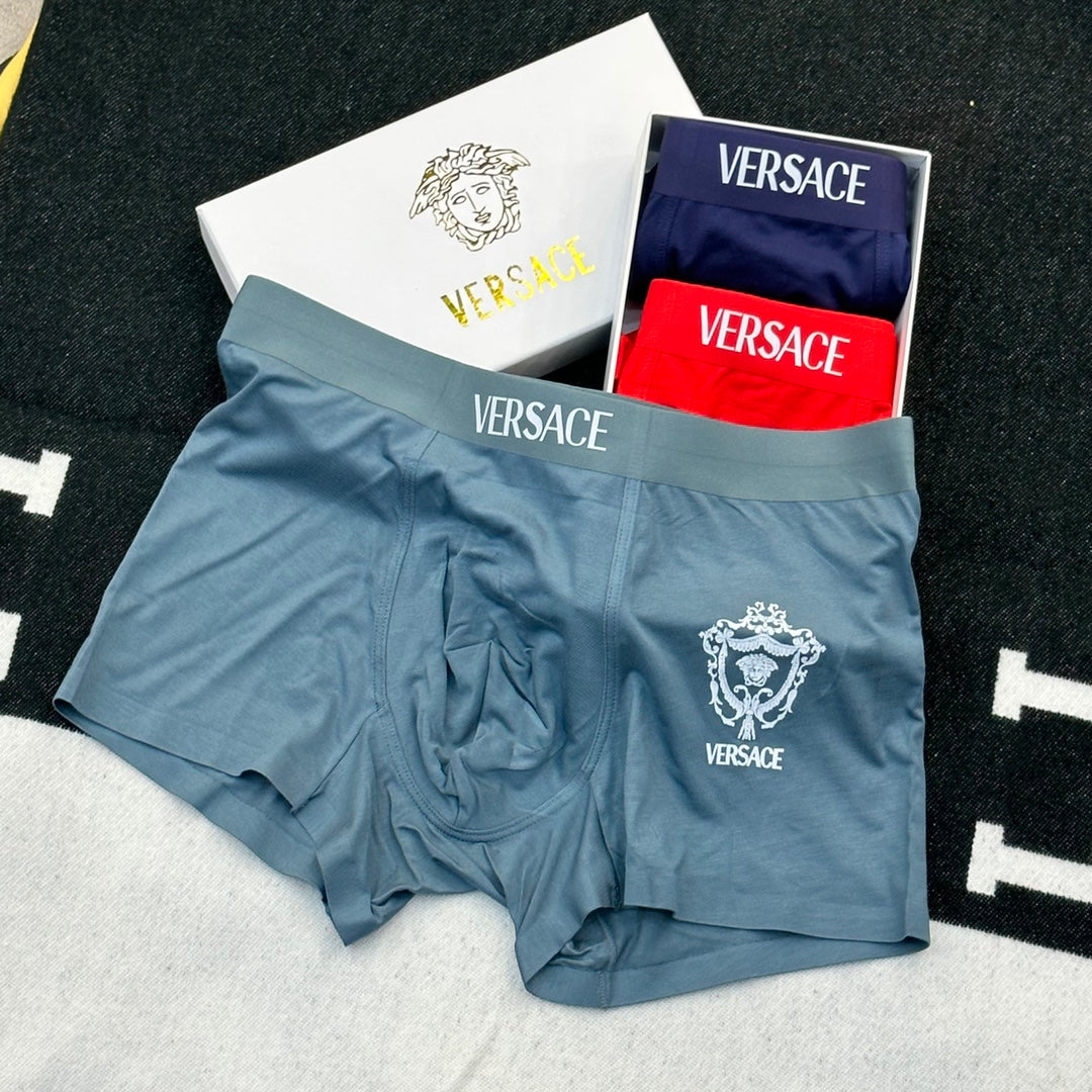Versace Contrast Crest Men's Boxer Briefs - 3-Piece Box
