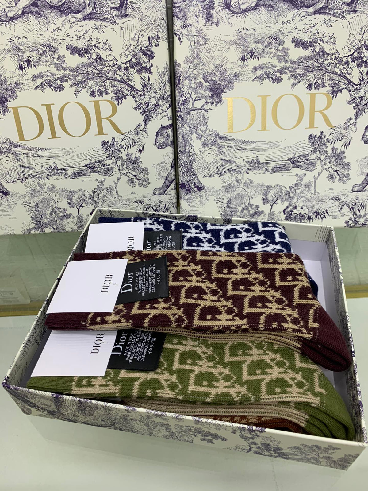 Dior Cotton Mixed All-Over Motifs Crew Socks - 5-Pair Set