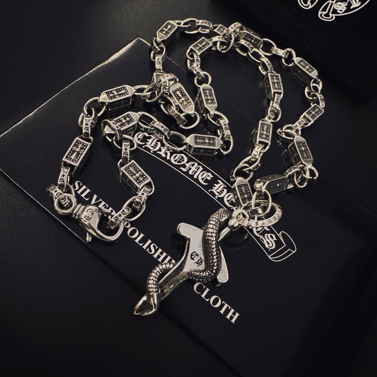 Martin Graham pendant necklace in polished metal-tone – front product view