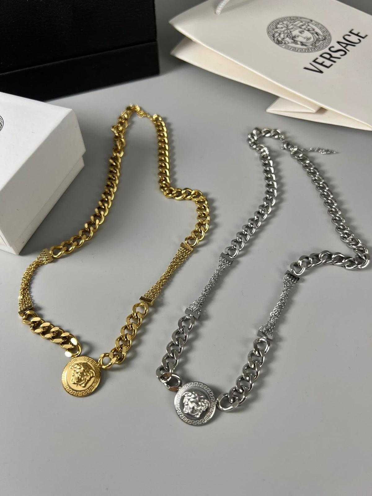 Martin Graham pendant necklace in polished metal-tone – front product view