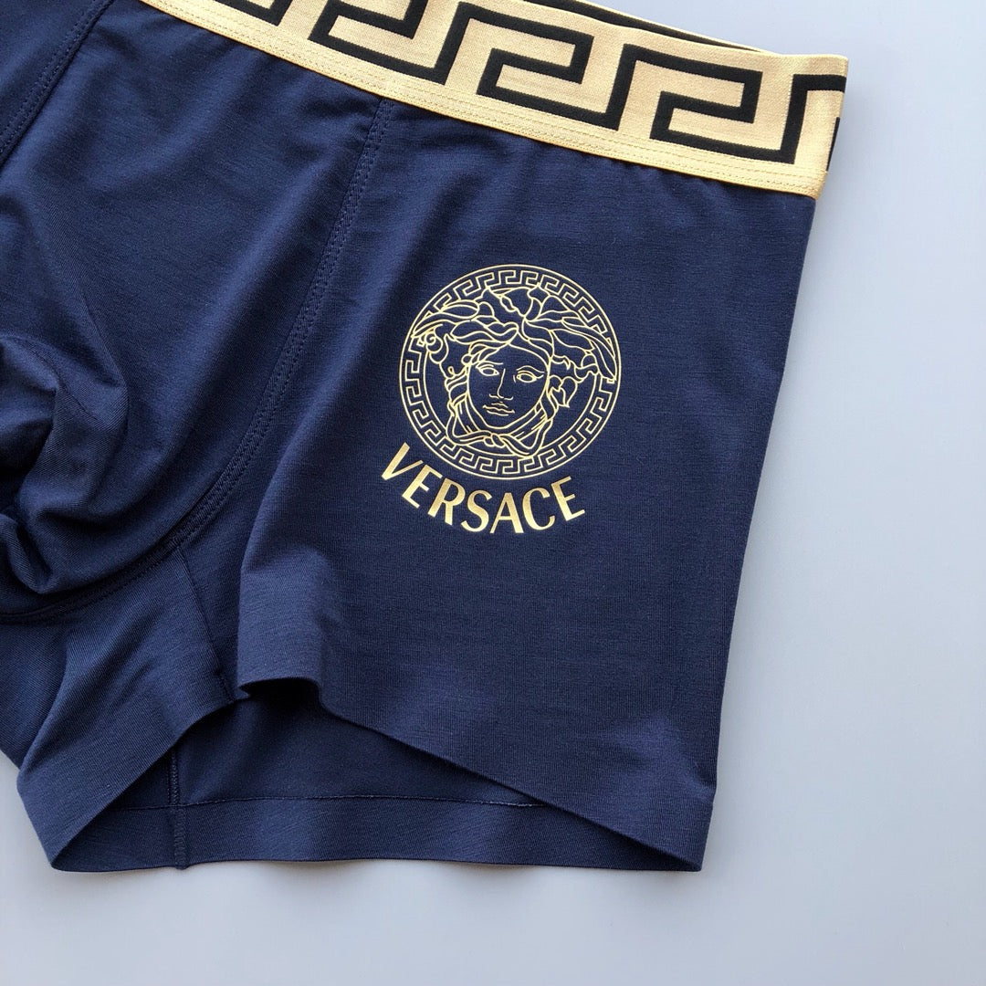 Versace Solid Panels And Visible Emblem Details Men's Boxer Briefs - 3-Piece Box