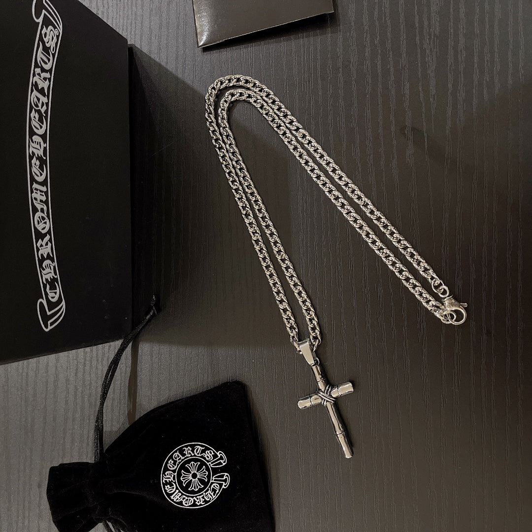 Martin Graham pendant necklace in polished metal-tone – front product view
