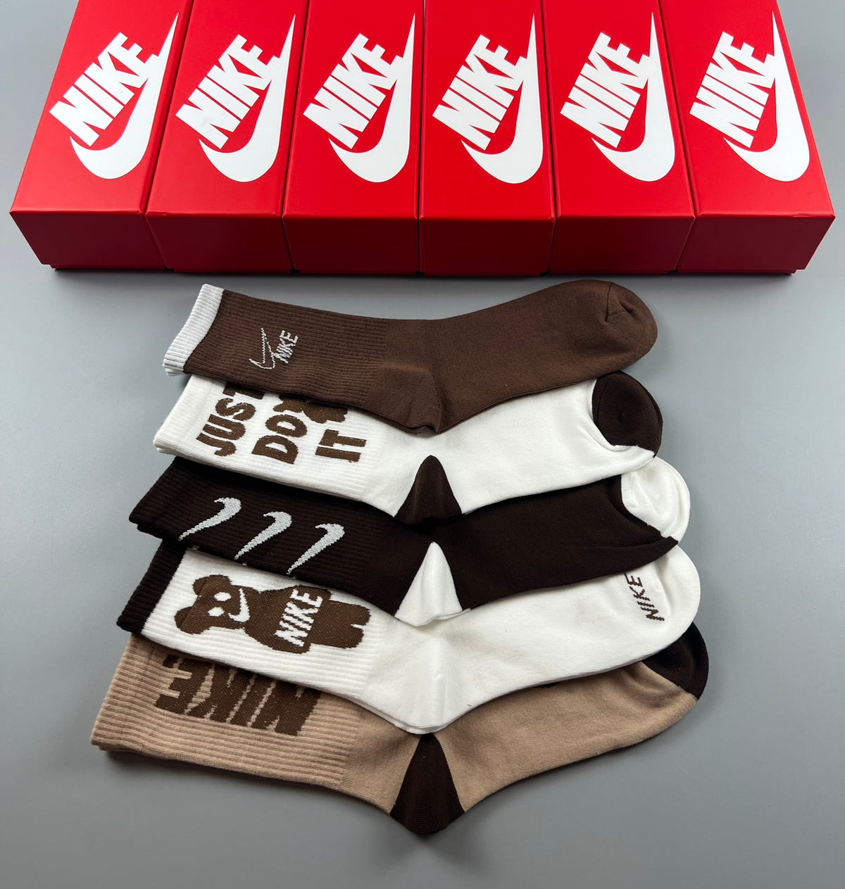 Nike Earth-Tone Graphic Crew Socks - Assorted Set