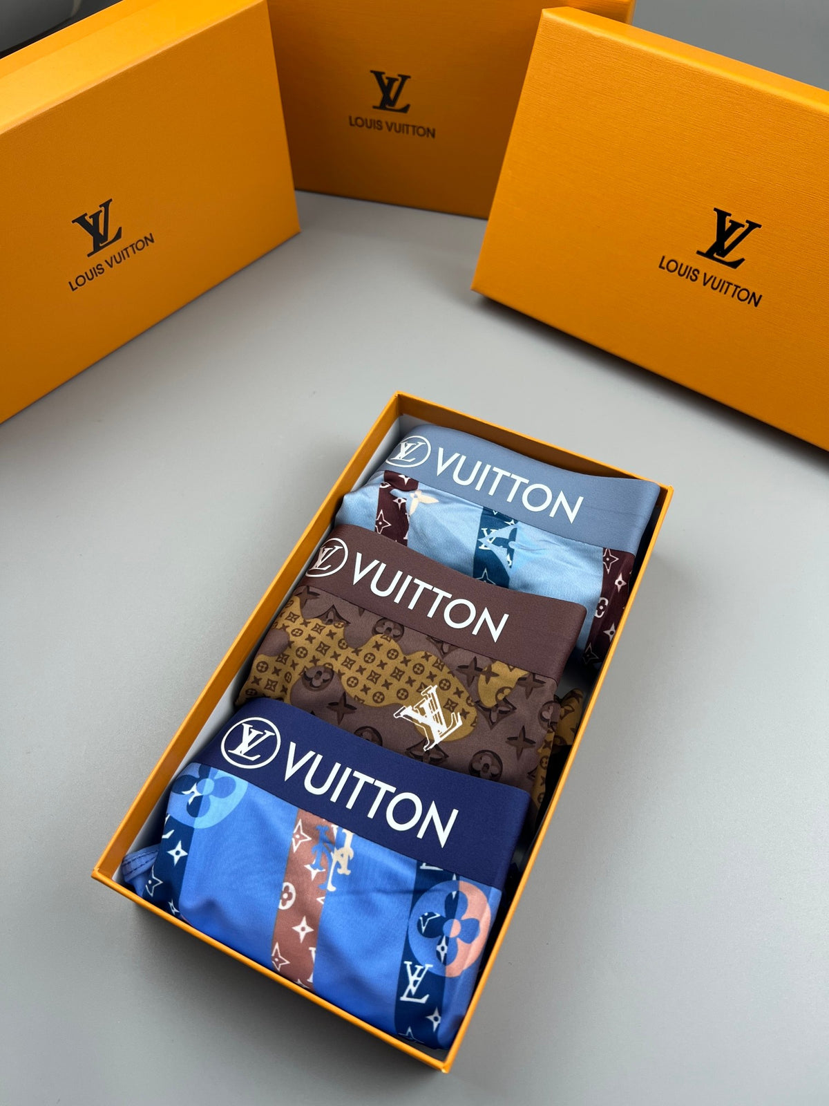 Louis Vuitton All-Over Monogram-Style Prints Men's Boxer Briefs - 3-Piece Box