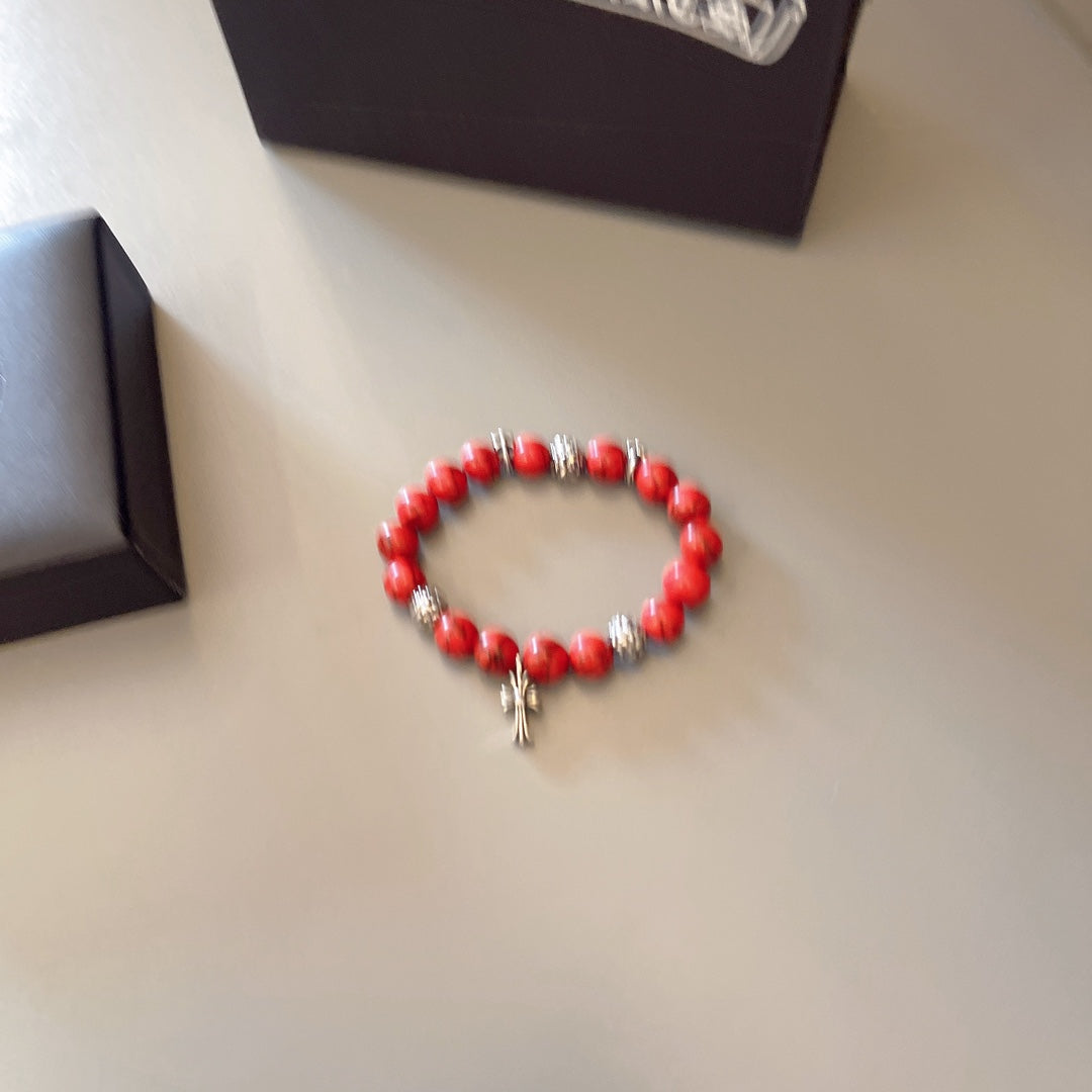 Martin Graham beaded bracelet in polished metal-tone – front product view