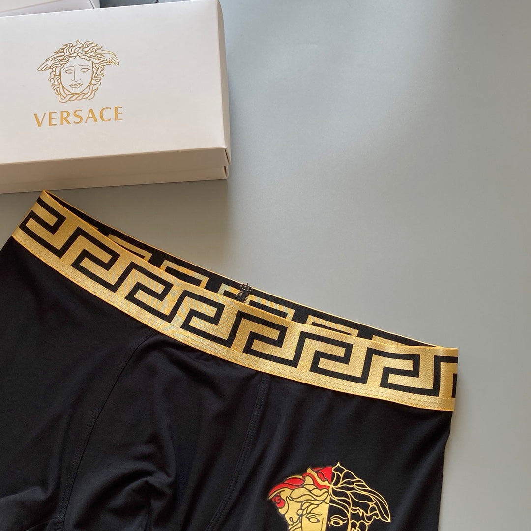 Versace 91% Modal & 9% Spandex Medusa Series Seamless-Cut Men's Boxer Briefs - 3-Piece Box
