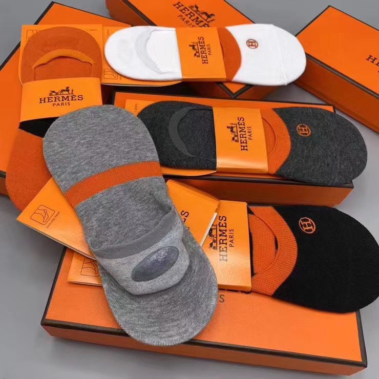 Hermes Small Emblem No-Show Socks - 5-Pair Set
