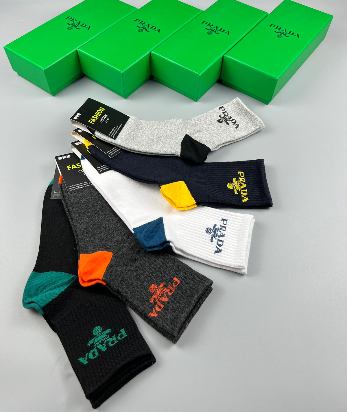Prada Colourful Heel And Toe Accents Crew Socks