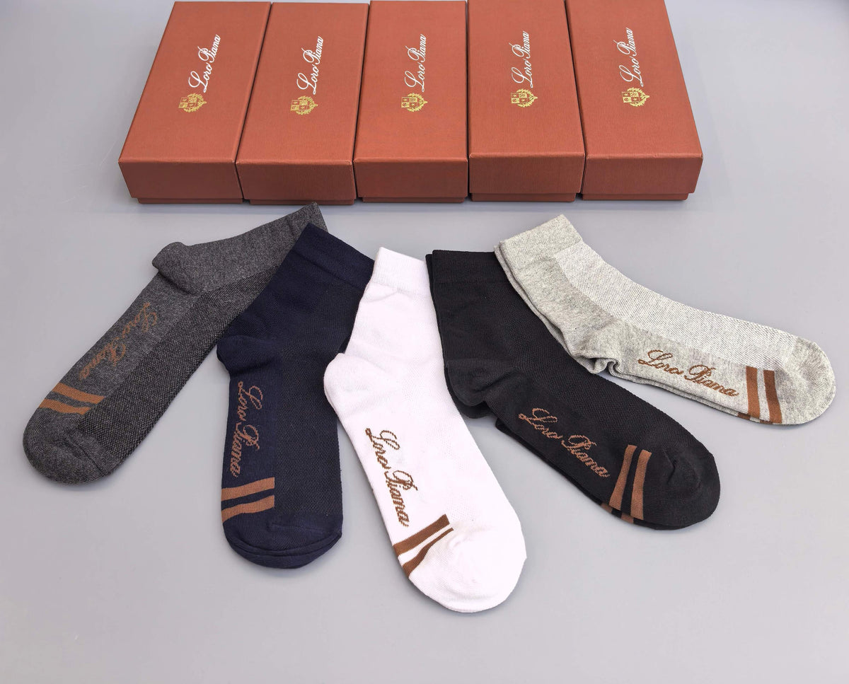 Loro Piana Restrained Script Crew Socks - 5-Pair Set
