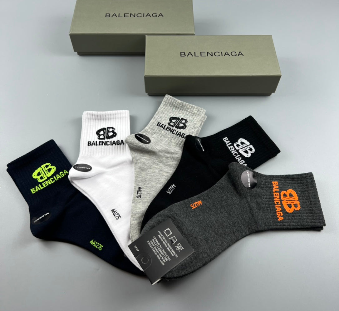 Balenciaga Colourful Bb Graphics Crew Socks - 5-Pair Set