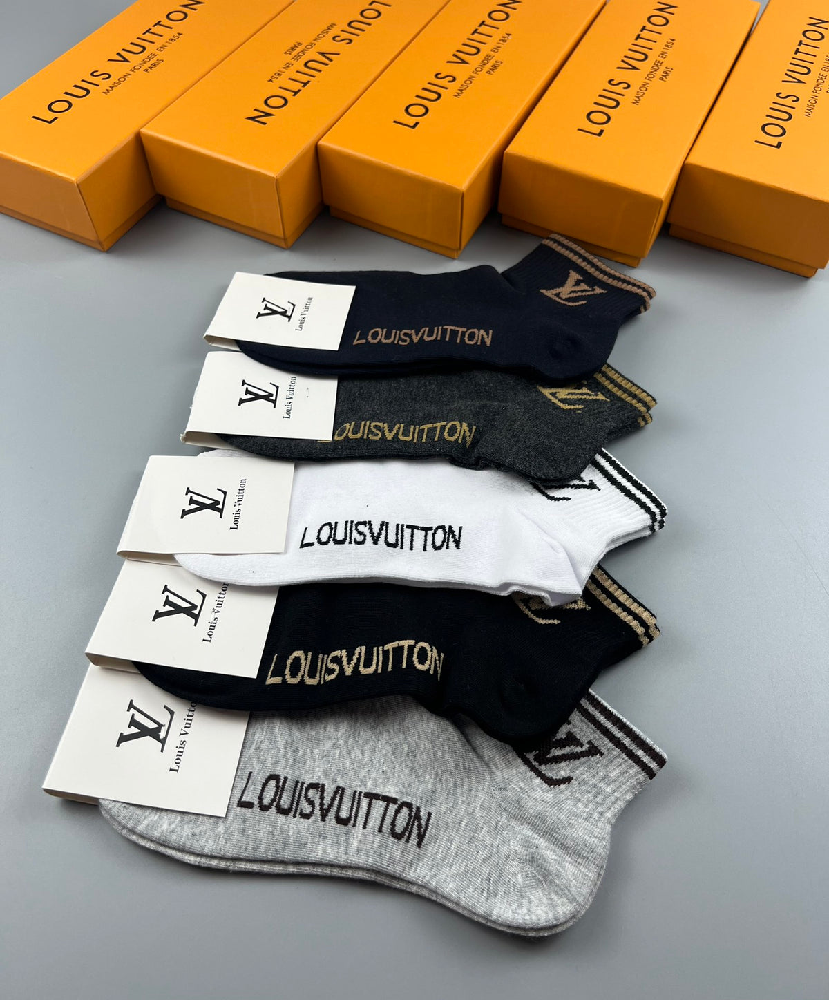 Louis Vuitton Small Contrast Initials Ankle Socks - 5-Pair Set
