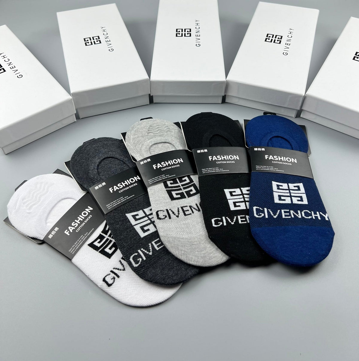 Givenchy Cotton No-Show Socks - 5-Pair Set